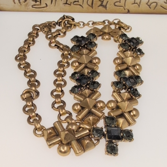 J. Crew Gold and Smokey Grey Necklace with X-Shaped Links - Picture 6 of 6